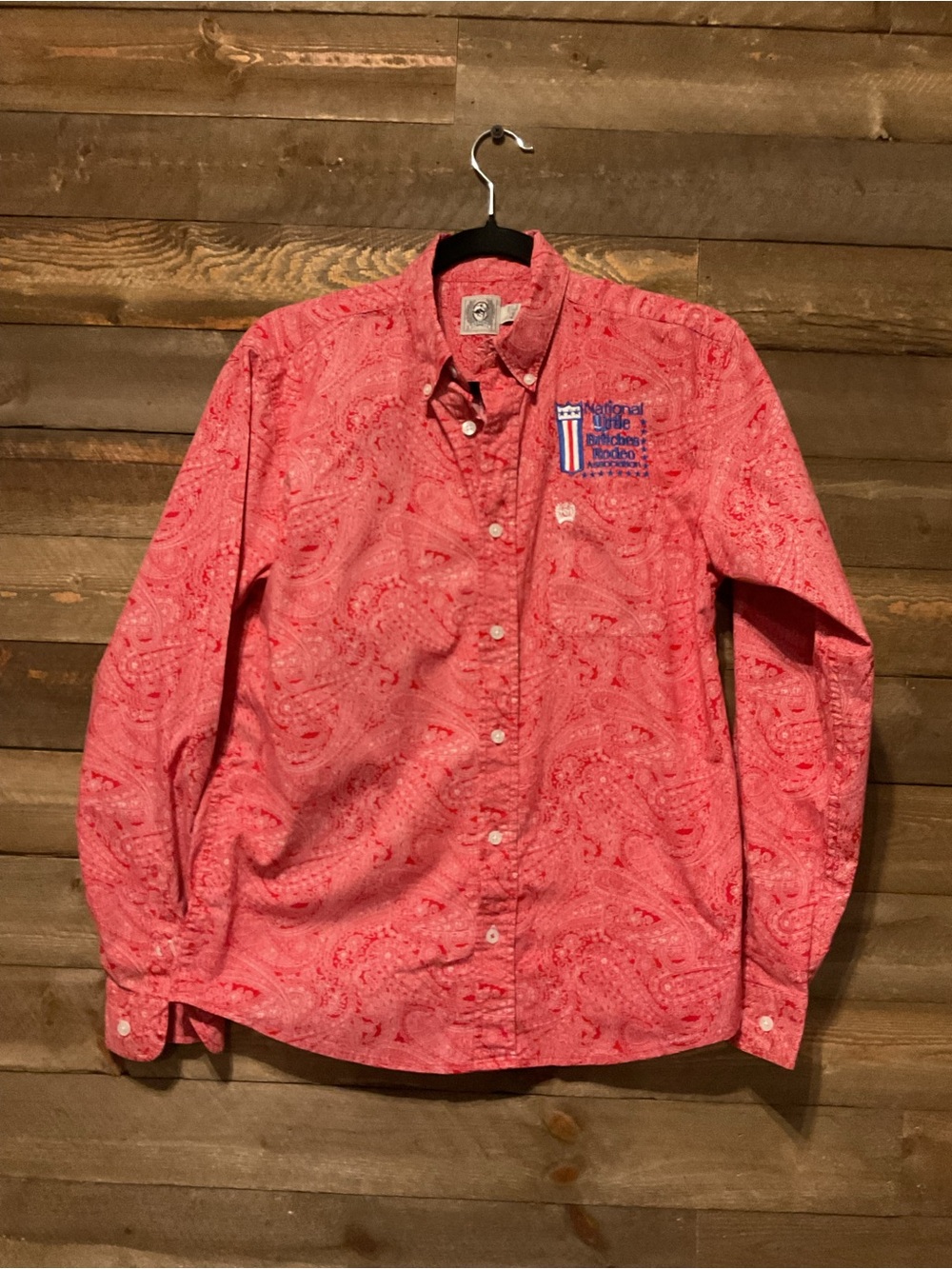 Cinch Red Paisley Print Button Down Shirt National Little Britches Rodeo XL 14